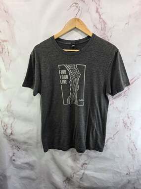 NRS T Shirt Mens Small Gray Cotton Crew Neck Short Tee Find Your Line Rafting